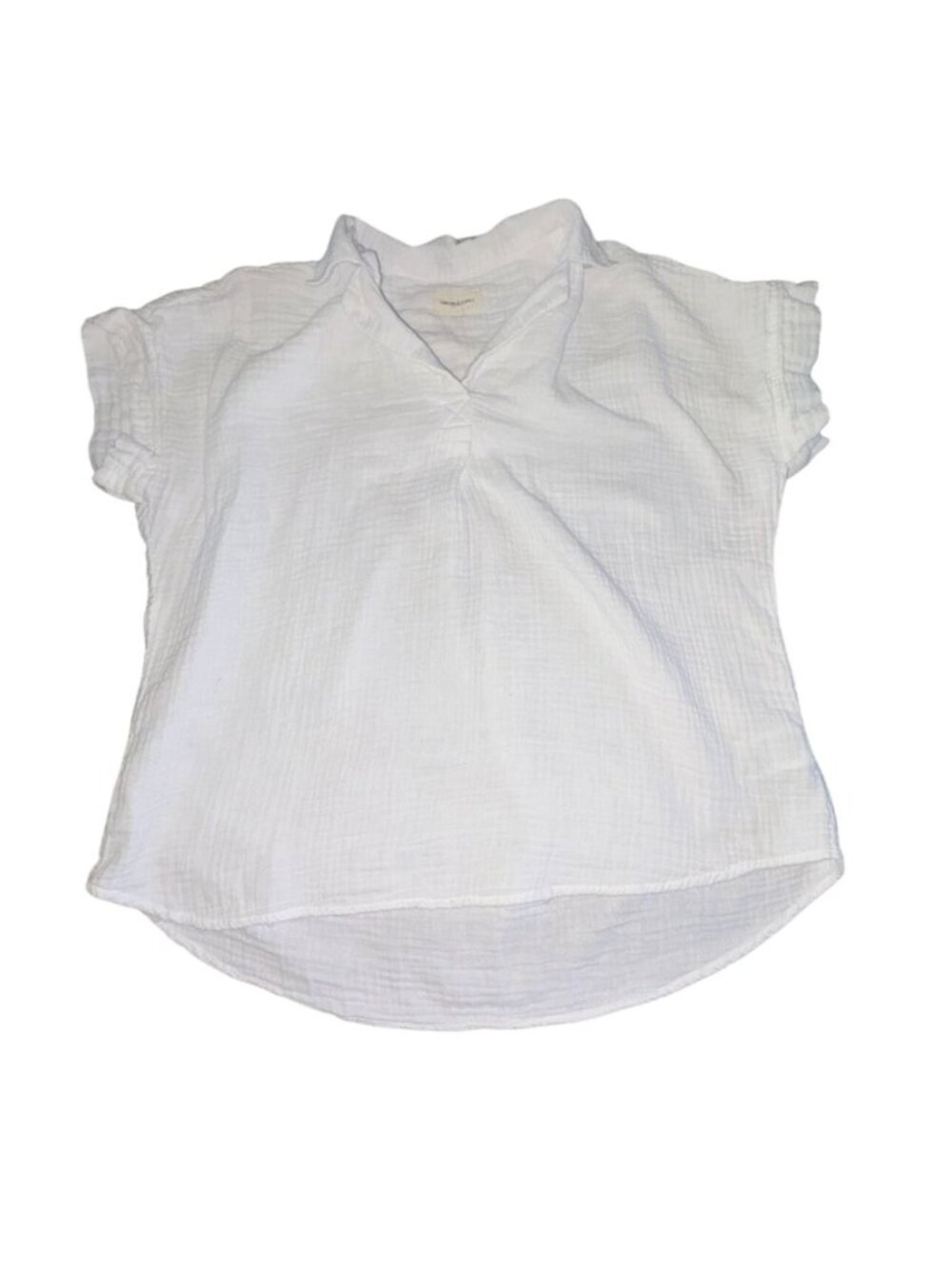 Thread & Supply Womens Short Sleeve, Collared Blouse-White-Size S-GUC